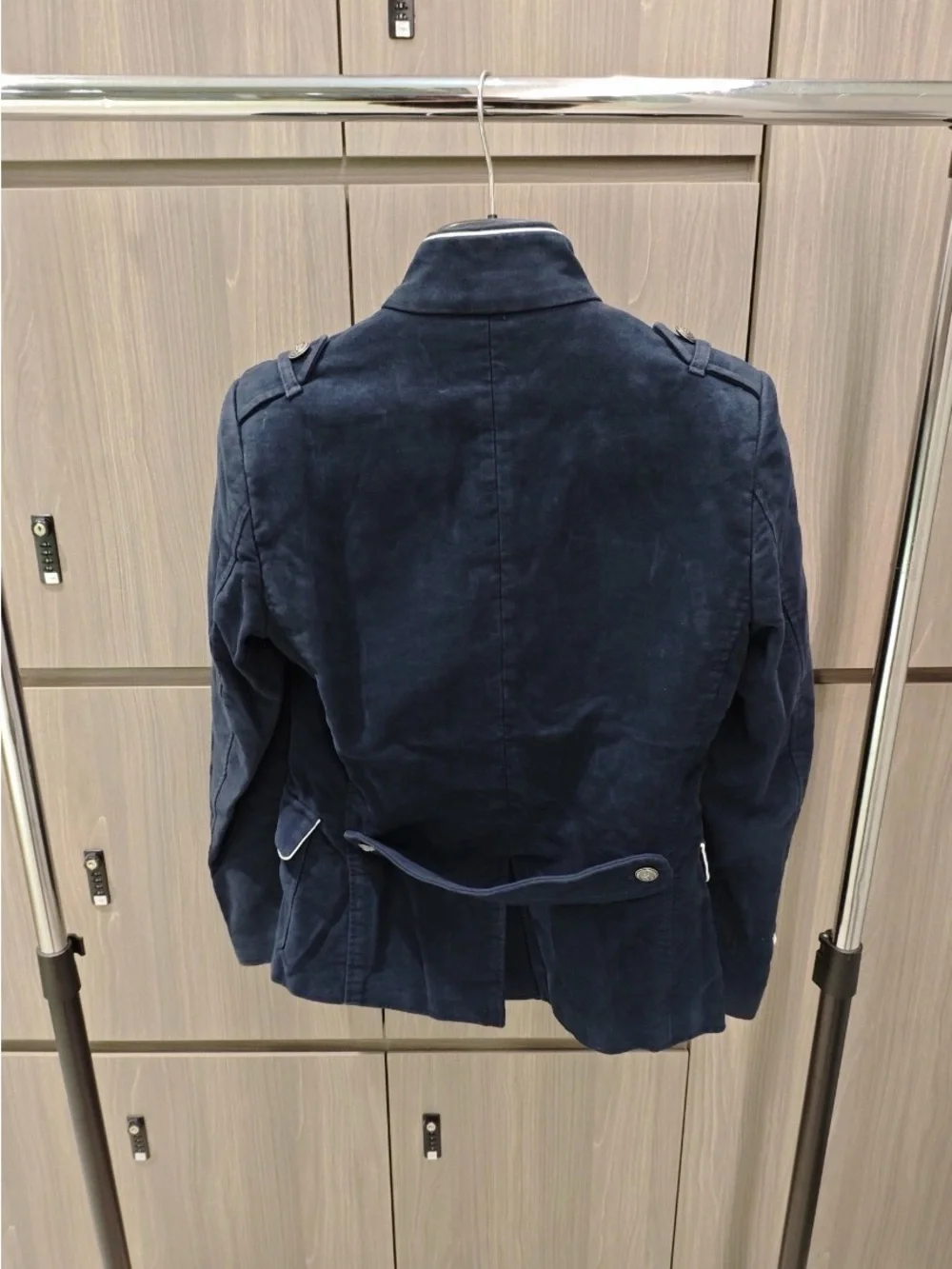 Dolce & Gabbana Navy Suede Military Jacket with White Piping